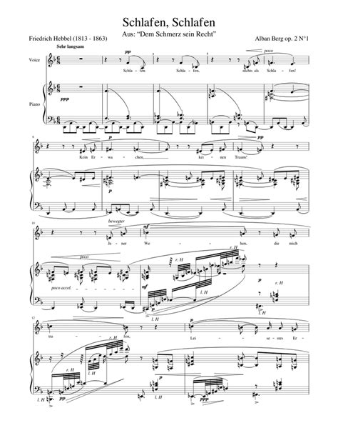 Schlafen Schlafen Alban Berg Sheet Music For Piano Oboe Download