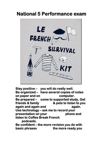 National 5 French Performance Exam Survival Guide Teaching Resources