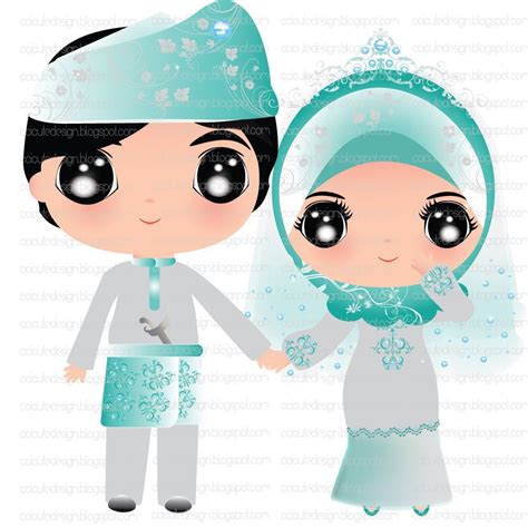 Edit Kartun Muslimah Pernikahan Pengantin Kartun