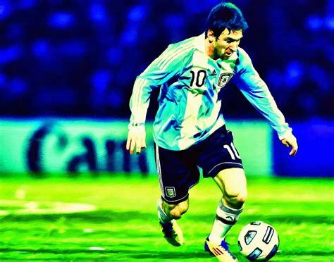 Messi Soccer Football Art Landscape Painting Painting By Andres Ramos