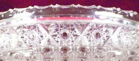 Imperial Glass Nucut Relish Pickle Dish Hobstars Flowers Plaid