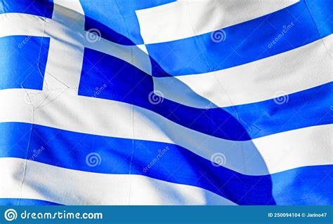 Greek Flag Waving In The Wind Stock Photo Image Of Traditional