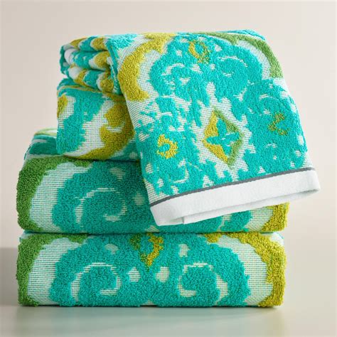 Turquoise Damask Lillian Sculpted Towel Collection Towel Collection