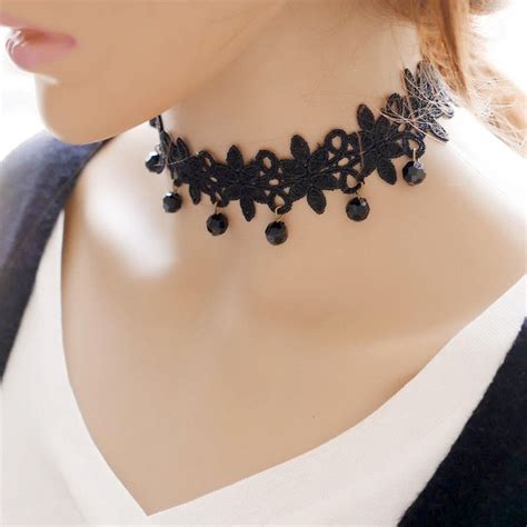 2017 New Fashion Jewelry Necklace Black Tassel Lace Pendant Wedding Party Lady Necklace