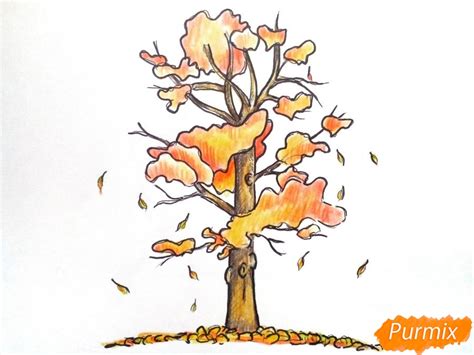 Как рисовать осеннее дерево поэтапно карандашом Как нарисовать осеннее