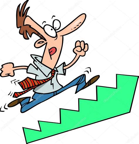 Cartoon Businessman Running Up Stairs — Stock Vector © Ronleishman