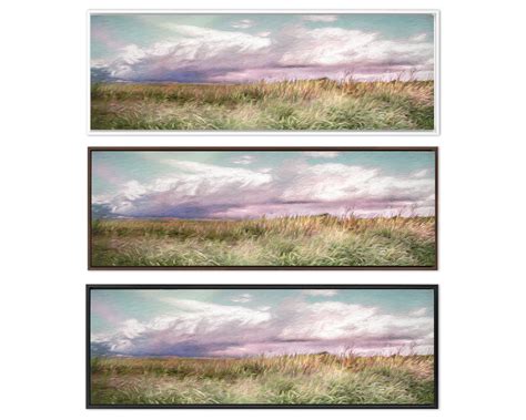 Meadow Oil Landscape Painting On Canvas Ready To Hang Large Panoramic Gallery Wrap Canvas