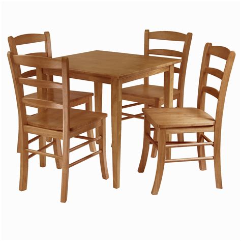 Winsome Wood Groveland 5 Pc Dining Set Square Table And 4 Ladder Back