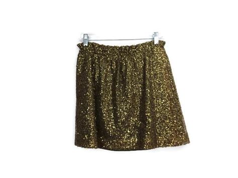 J Crew Skirt Size 6 Gold Sequins Elastic Waist Fully Lined 100