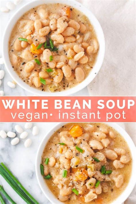 Vegan recipes using great northern beans! Creamy Vegan White Bean Soup | Recipe | Soup recipes, Vegan recipes, White bean soup