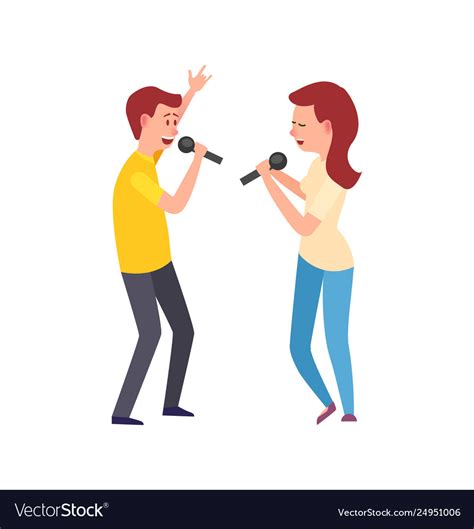 Music Performers Singing Characters Man And Woman Vector Image