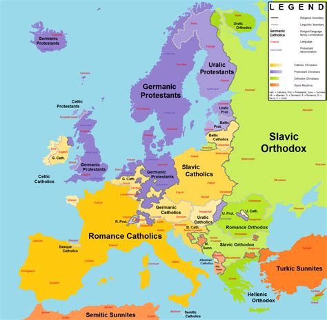 Religions And Language Families In Europe More Maps On The Web