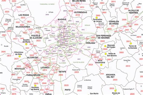 Map Of Madrid Autonomous Community With Municipalities And Postal Codes