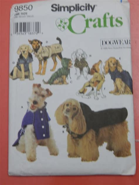 Simplicity 9850 Fun Dog Coat Pattern 8 Different Styles