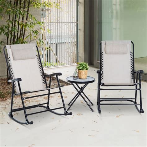 Outdoor Rocking Chair Patio Table Seating Set Rocker Bistro Folding 1