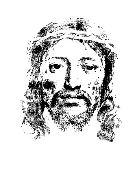 Jesus Christ With Crown Of Thorns Png Clip Art God Black And White