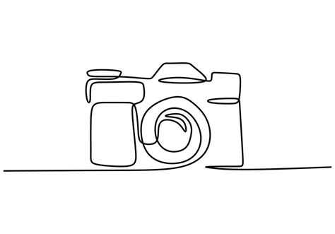 Digital Camera One Line Drawing Vector Illustration Gadget Technology