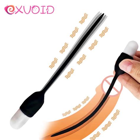 Exvoid Male Penis Insert Device Penis Plug Vibrator Silicone Bullet
