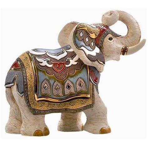 Ceramic Elephant Figurine De Rosa Collection White Indian