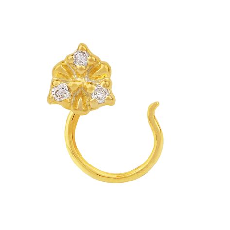 Buy Allure Presents Gold Plated Silver Nose Pin With Natural Diamond