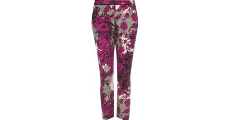 Topshop Oriental Floral Cigarette Trousers In Pink Lyst