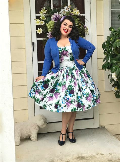 Full Bust Pinup Jenny Dress Review White And Lavender Floral Print