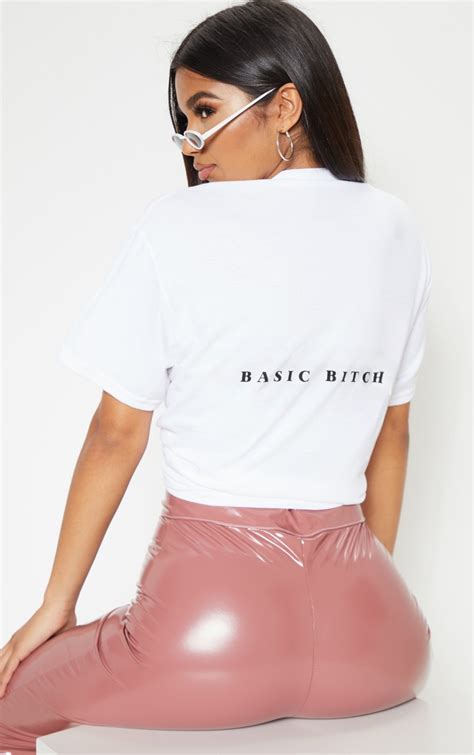 Basic White Bitch Slogan Back T Shirt Tops Prettylittlething Usa