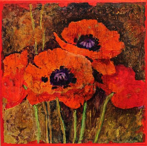 Carol Nelson Fine Art Blog Batik Poppies 2 13026 Faux Batik Flower