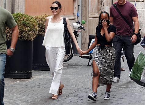 Angelina Jolie Shops High And Low End With Daughter Zahara In Rome
