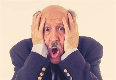 Concern Scared Shocked Older Adult Man With A Terrified Facial