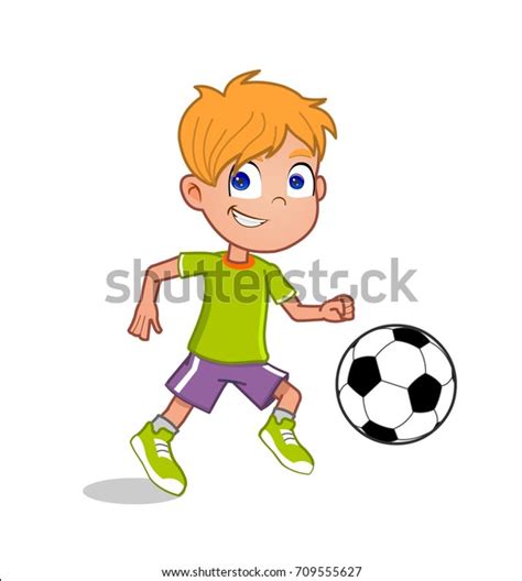 Boy Playing Football Stock Vector Royalty Free 709555627