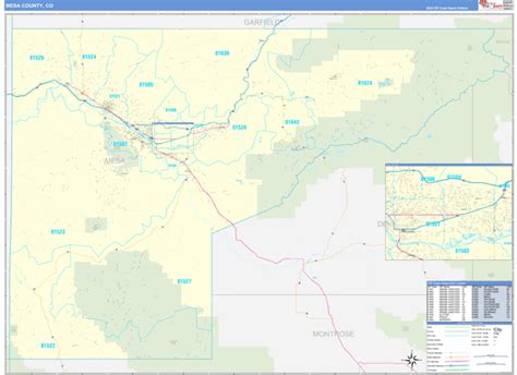 Mesa County Co Zip Code Wall Map Basic Style By Marketmaps Mapsales