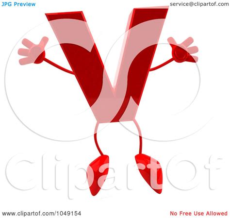 Royalty Free Rf Clip Art Illustration Of A 3d Red Letter V Character