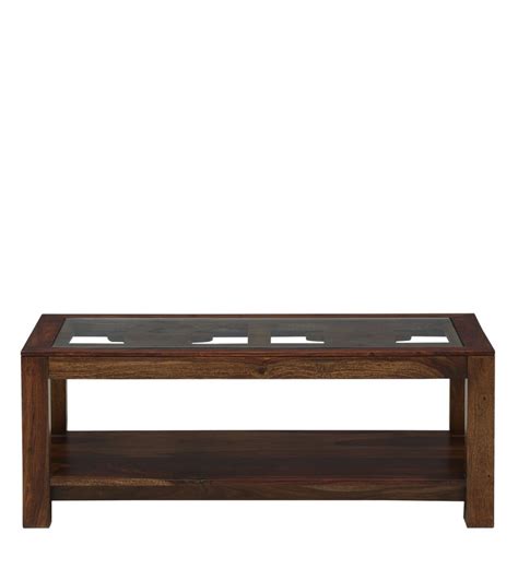 Mckaine Solid Wood Coffee Table With Glass Top In Provincial Teak Finish Mfg And Exporter Of