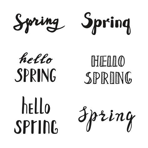 Spring Calligraphy Lettering Spring Quotes Handwritten 2965860 Vector