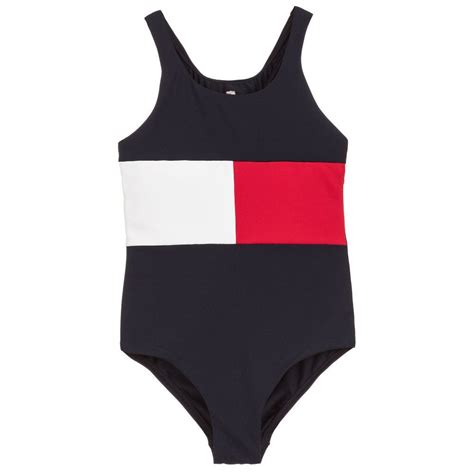 Girls Navy Blue Flag Swimsuit For Girl By Tommy Hilfiger Tommy