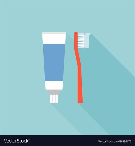 toothbrush and toothpaste icon flat design vector image