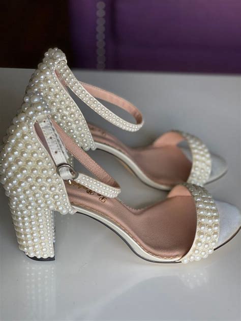 Pearl Block Heels Bridal Shoes Etsy Heels Pearl Shoes Bridal Shoes