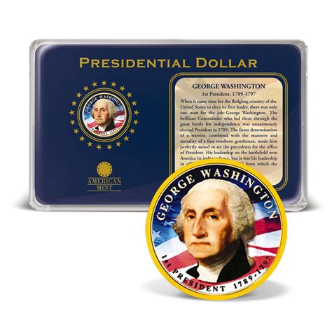 1 George Washington Presidential Dollar Coin Tribute Colorized