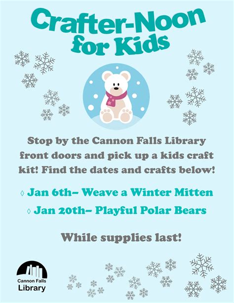 Crafter Noon For Kids January 6th And 20th Cannon Falls Library