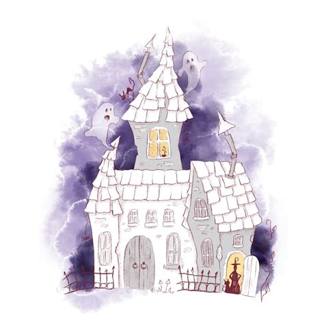 Premium Vector Cute Character Witch Castle House Watercolor