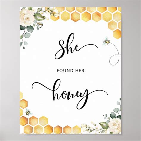 Bee She Found Her Honey Bridal Shower Poster Zazzle