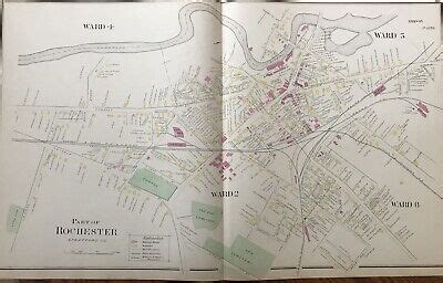 Antique Map Of Part Of Rochester Nh Ebay