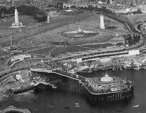 Plymouth Hoe Smeatons Tower And Plymouth Pier Pre War View
