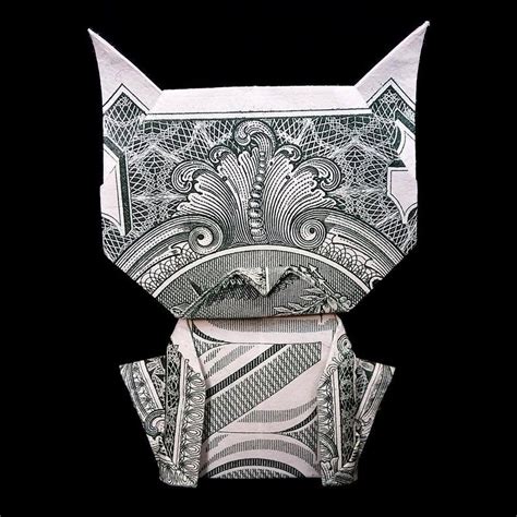 Real One Dollar Bill Origami Art Big Head Cat Charm Money Etsy