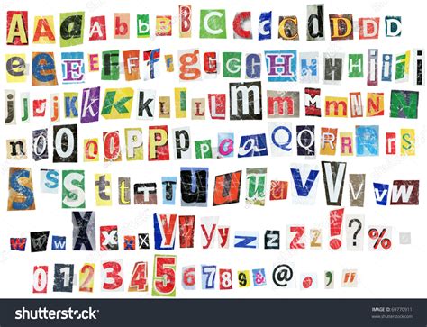 Grunge Newspaper Alphabet Letters Numbers Symbols Stock Photo 69770911