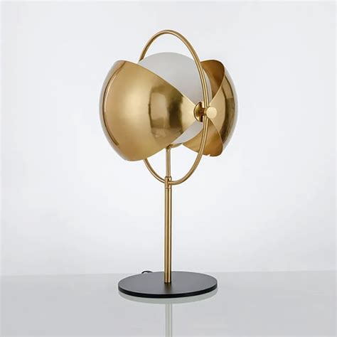 1 Light Glass Globe Table Lamp With Rotatable Shade In Gold Homary