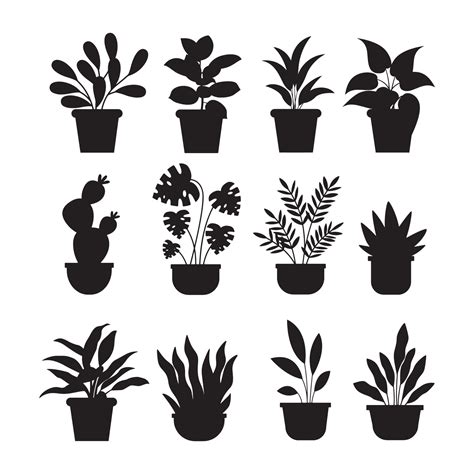 Potted Plant Silhouette Vector Art Icons And Graphics For Free Download