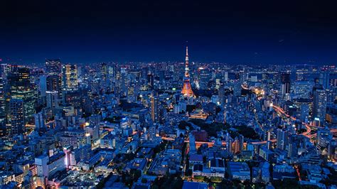 Download Wallpaper 1920x1080 Night City Aerial View Buildings