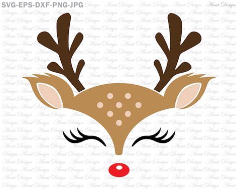 Cute Reindeer Head Svg - Layered SVG Cut File - All Free Fonts